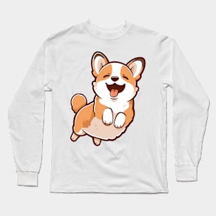 Cute Corgi Jumping Long Sleeve T-Shirt